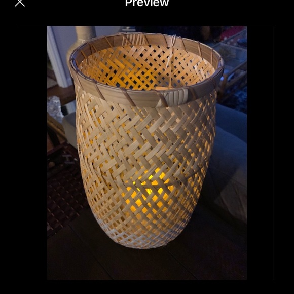 Cream Accent Woven Bamboo Lantern - Picture 1 of 7